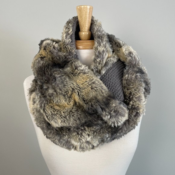 Marbled Faux Fur Reversible Ultra Soft and Cozy Infinity Scarf - Picture 2 of 8